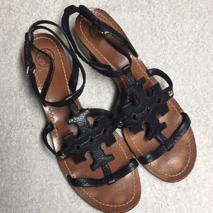 Tory Burch Women’s Black Ankle Strap Sandals Sz 9